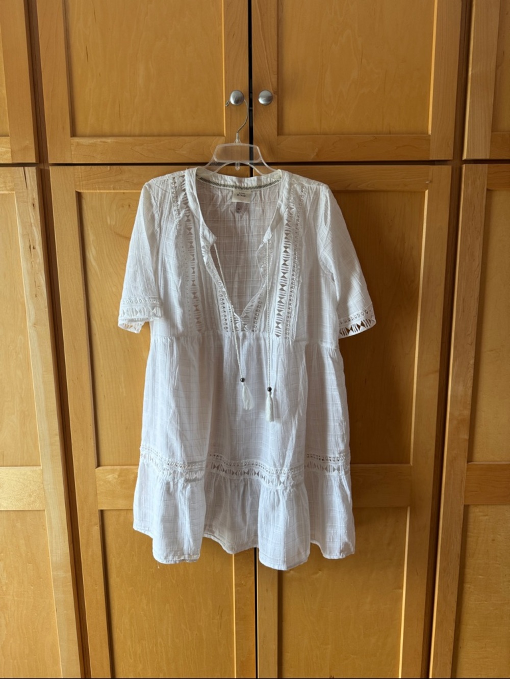 White Boho Tunic with Lace Trim, Cover Up